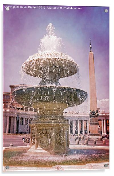  Vatican City Fountain Acrylic by David Birchall