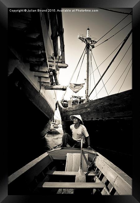 Sailor, Sunda Kelapa harbour Jakarta, Indonesia Framed Print by Julian Bound