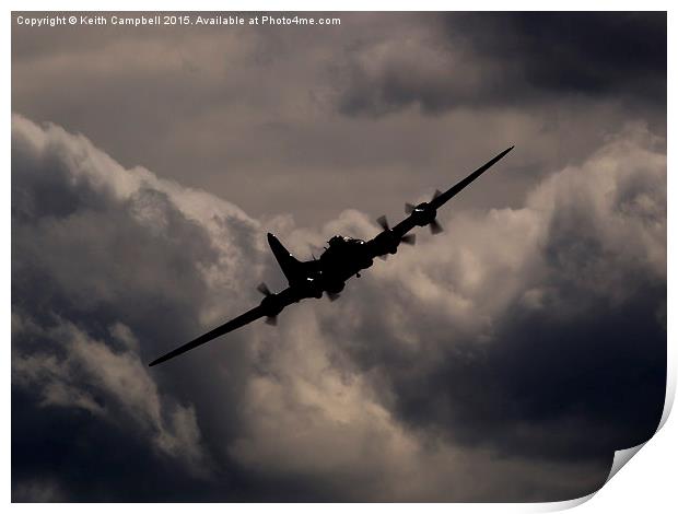  B-17 in the clouds Print by Keith Campbell