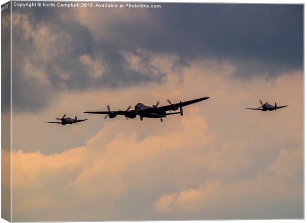  BBMF Trio - Lancaster and Spitfires Canvas Print by Keith Campbell
