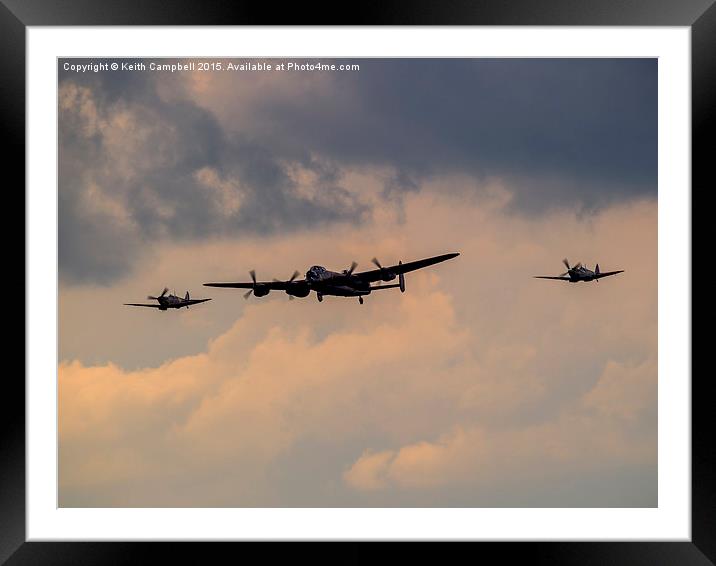  BBMF Trio - Lancaster and Spitfires Framed Mounted Print by Keith Campbell