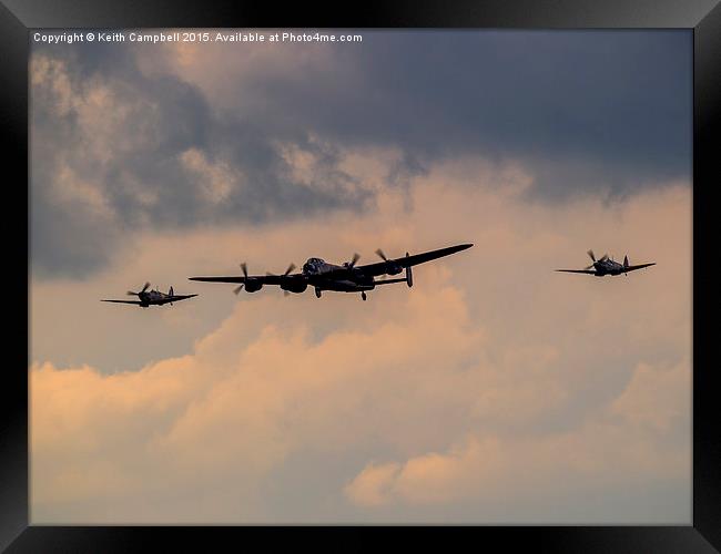  BBMF Trio - Lancaster and Spitfires Framed Print by Keith Campbell