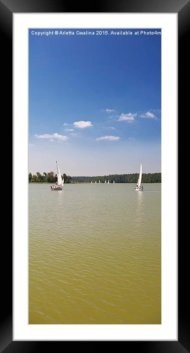 White boats sailing view panorama Framed Mounted Print by Arletta Cwalina