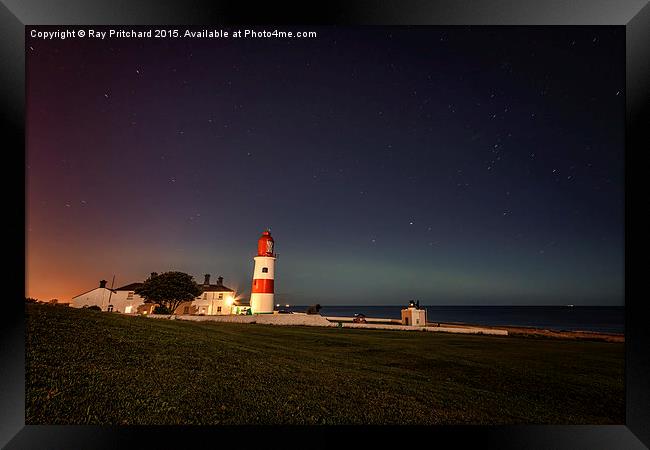 Aurora at Souter Lighthouse Framed Print by Ray Pritchard
