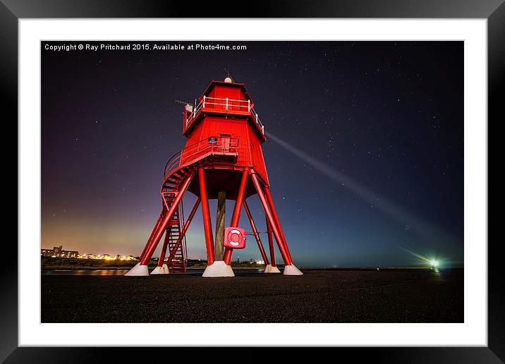  Herd Lighthouse with the Aurora Framed Mounted Print by Ray Pritchard