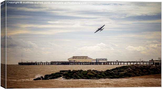  Flying Fortress Over Clacton Pier Canvas Print by matthew  mallett