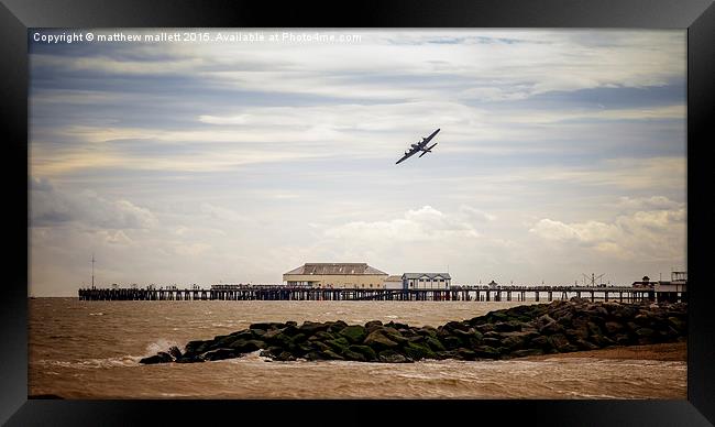  Flying Fortress Over Clacton Pier Framed Print by matthew  mallett