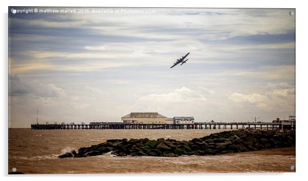  Flying Fortress Over Clacton Pier Acrylic by matthew  mallett