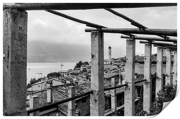  The rooftops of Limone sul Garda Print by Julian Bowdidge