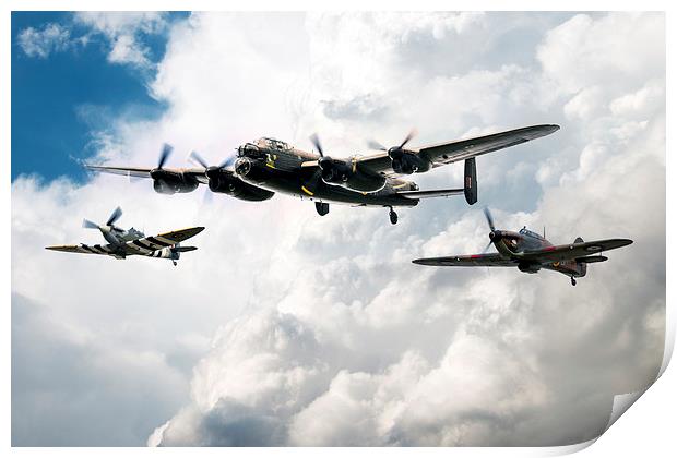 Lancaster Spitfire Hurricane Print by J Biggadike