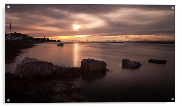  Loughor estuary sunset Acrylic by Leighton Collins