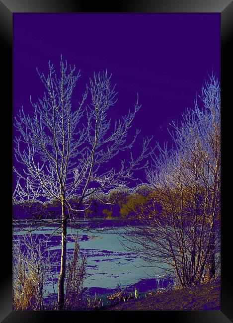 Surreal Icy lake in Purple Framed Print by Chris Day