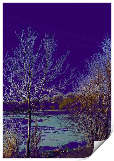 Surreal Icy lake in Purple Print by Chris Day