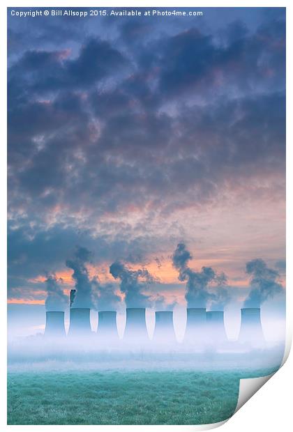 Steam rising from the cooling towers at Ratcliffe  Print by Bill Allsopp