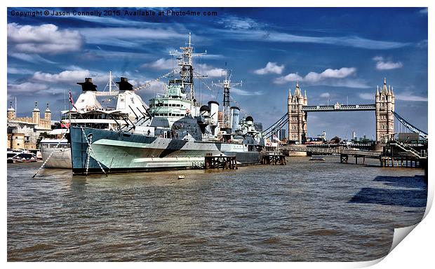  HMS Belfast, London Print by Jason Connolly