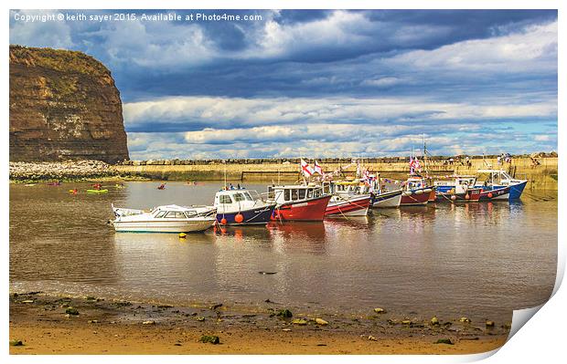 Boats In Staithes Harbour Print by keith sayer