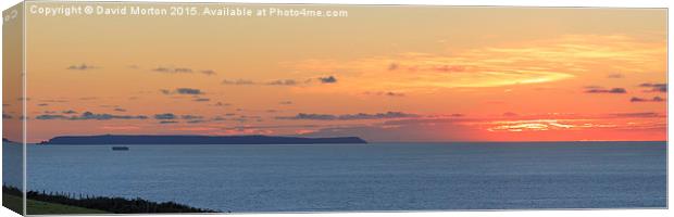  Lundy Island from Saunton Down at Sunset Canvas Print by David Morton