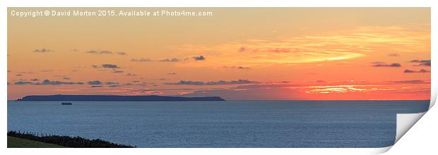  Lundy Island from Saunton Down at Sunset Print by David Morton