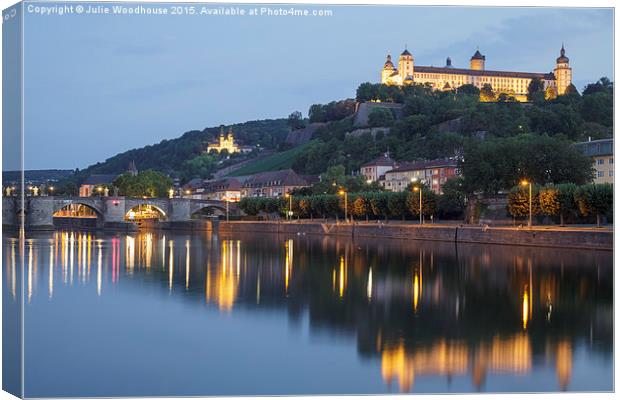 Marienberg Fortress with Main River, Wurzburg, Bav Canvas Print by Julie Woodhouse