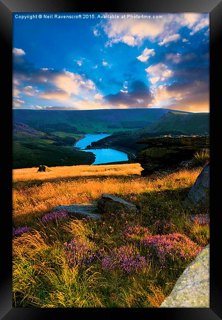  Dovestone sunset Framed Print by Neil Ravenscroft