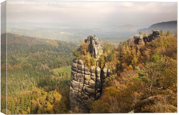 view from the Schrammstein viewing point towards t Canvas Print by Julie Woodhouse