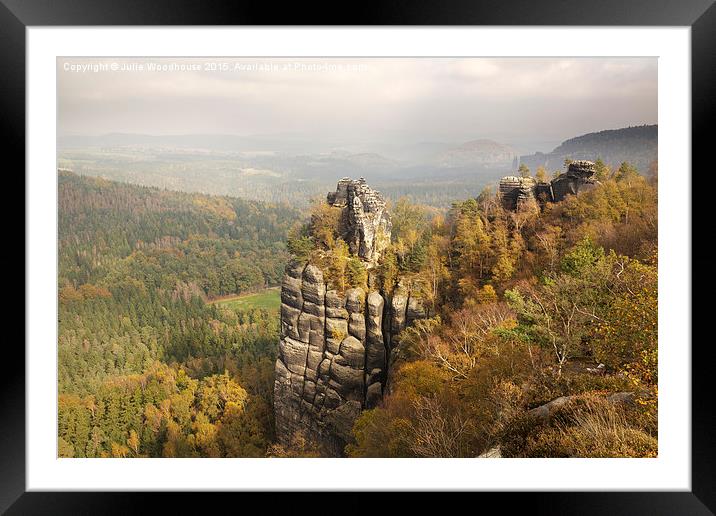 view from the Schrammstein viewing point towards t Framed Mounted Print by Julie Woodhouse