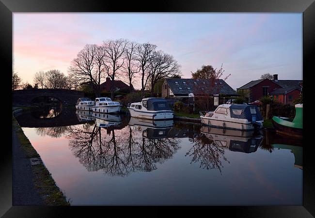 Lancaster Canal At Sunset Framed Print by Gary Kenyon