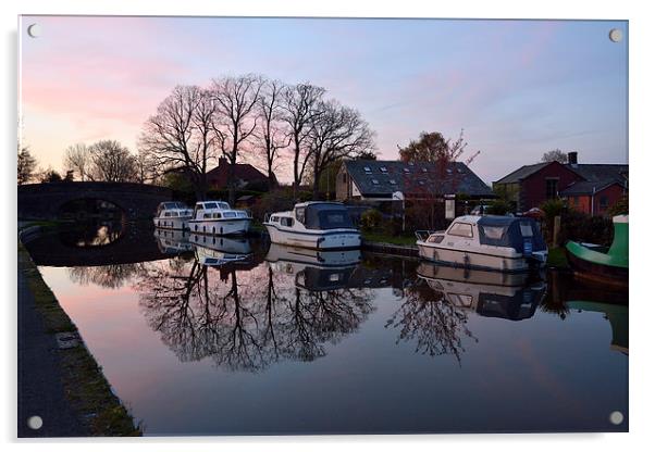 Lancaster Canal At Sunset Acrylic by Gary Kenyon
