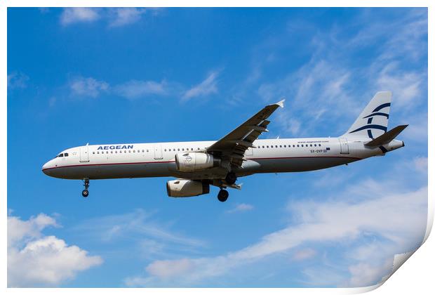 Aegean Airlines Airbus A321 Print by David Pyatt