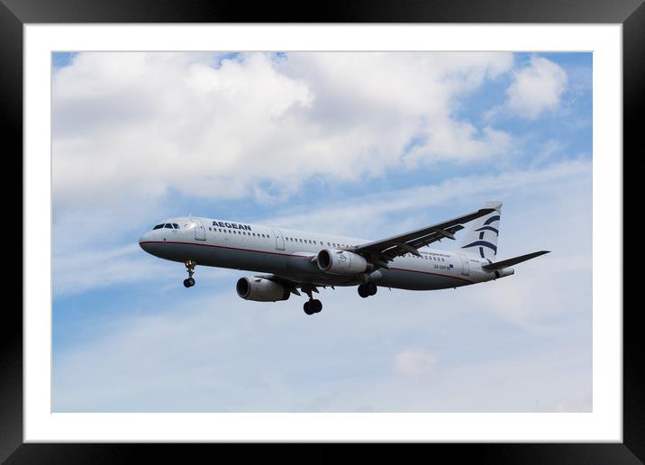 Aegean Airlines Airbus A321 Framed Mounted Print by David Pyatt