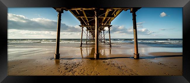 Under Saltburn Pier Panoramic Framed Print by Dave Hudspeth Landscape Photography