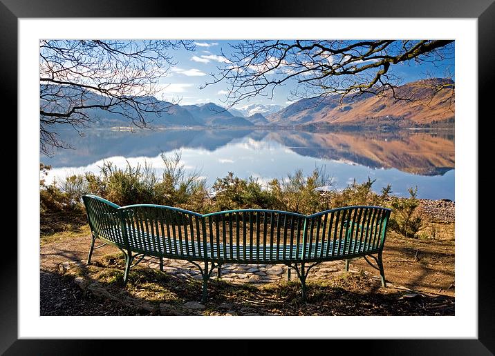 Seat with a view of Derwentwater Framed Mounted Print by Gary Kenyon