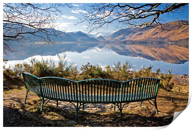  Seat with a view of Derwentwater Print by Gary Kenyon