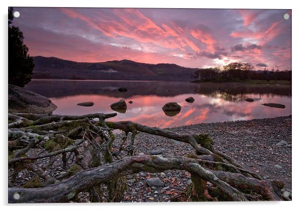  Sky On Fire Above Derwentwater Acrylic by Gary Kenyon