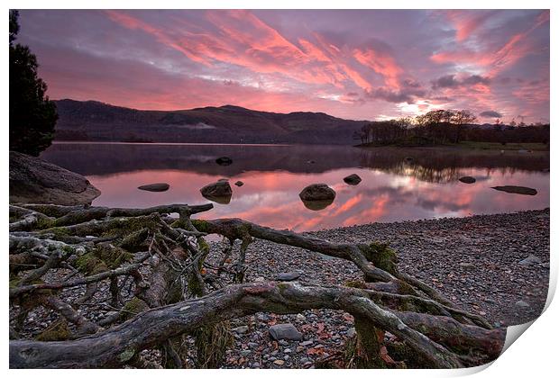  Sky On Fire Above Derwentwater Print by Gary Kenyon