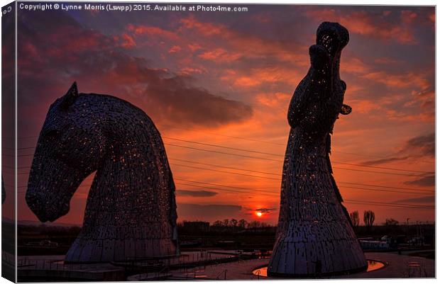  The Kelpies at Sunset Canvas Print by Lynne Morris (Lswpp)