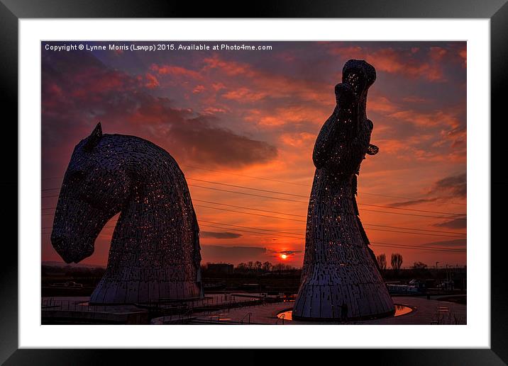  The Kelpies at Sunset Framed Mounted Print by Lynne Morris (Lswpp)