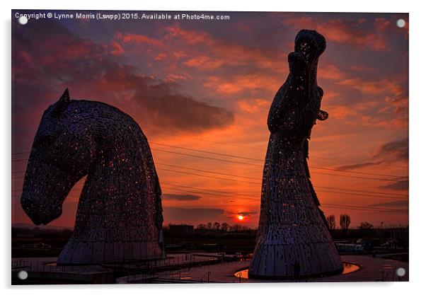  The Kelpies at Sunset Acrylic by Lynne Morris (Lswpp)