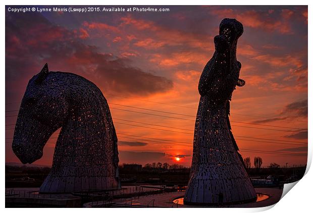  The Kelpies at Sunset Print by Lynne Morris (Lswpp)