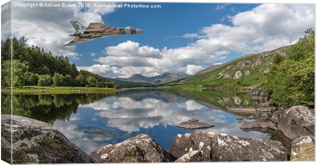 Vulcan Over Mymbyr Lake Snowdonia Canvas Print by Adrian Evans