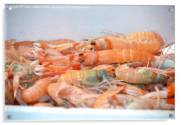 Fresh prawns Acrylic by Claire Castelli