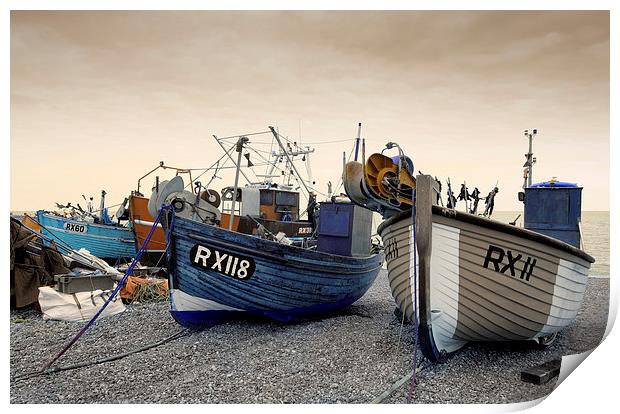  Hastings Fishing Boats Print by Tony Bates