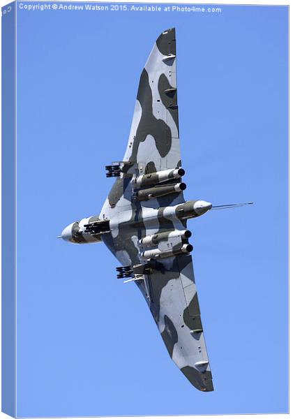  Vulcan XH558 wheels down wings up. Canvas Print by Andrew Watson