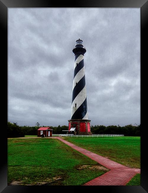  Brick Pathway To The Lighthouse Framed Print by Tom and Dawn Gari