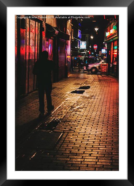  On a Rainy Night in Soho Framed Mounted Print by Neal P