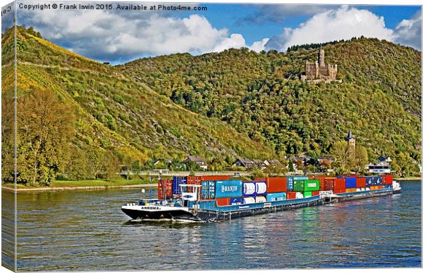  Burg Maus above a working river boat Canvas Print by Frank Irwin