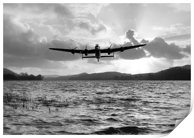 Lancaster and the Lake - Mono Print by J Biggadike
