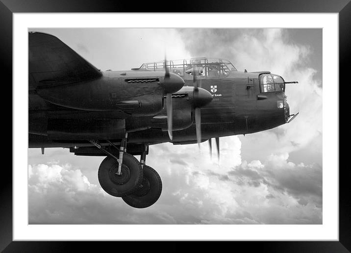 Lancaster Landing - Mono Framed Mounted Print by J Biggadike