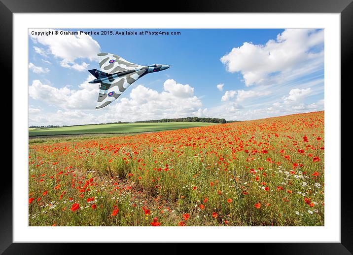  Avro Vulcan B2 bomber in flight over a poppy fiel Framed Mounted Print by Graham Prentice