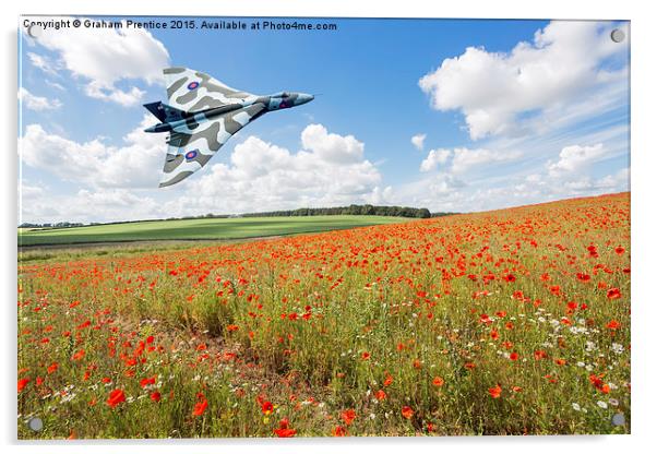  Avro Vulcan B2 bomber in flight over a poppy fiel Acrylic by Graham Prentice